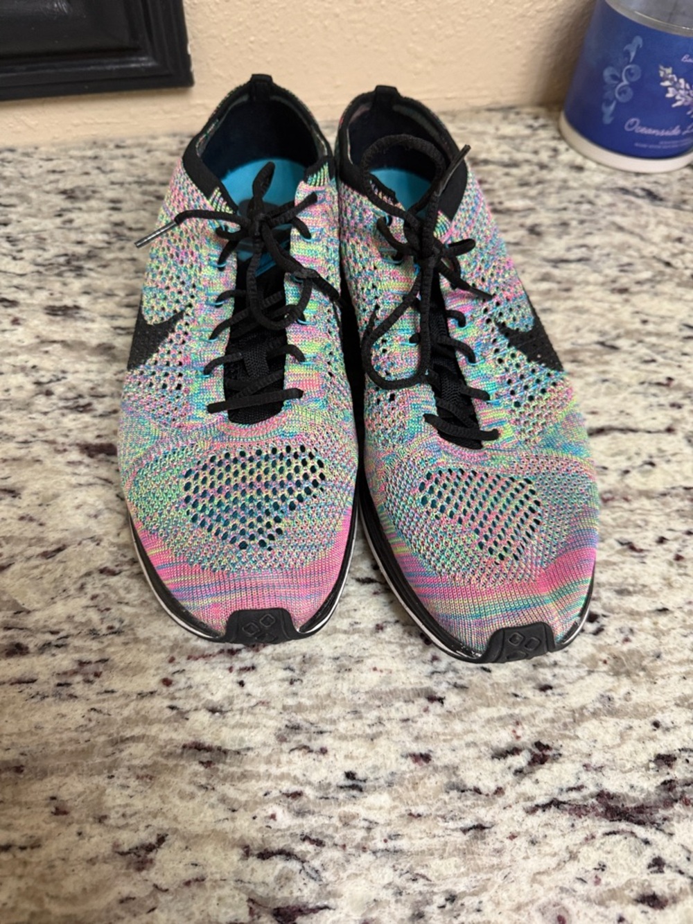 Nike Multicolor Flyknit Athletic Shoes with Black Accents